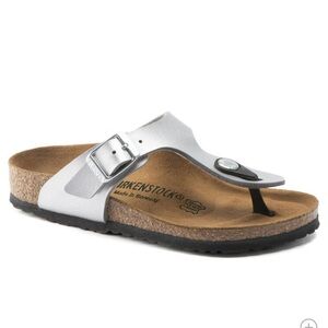 Birkenstock Gizeh Thong Metallic Sandals Silver BirkoFlor Sandal Minimalist 11